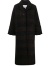 GANNI CHECK-PATTERN SINGLE-BREASTED COAT