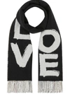 BURBERRY LOVE AND CHECK PRINT CASHMERE SCARF