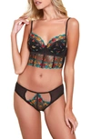 HAUTY EMBROIDERED LACE LONGLINE BRA & PANTIES,2086