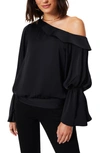 Ramy Brook Sammy Ruffled One Shoulder Blouse In Black