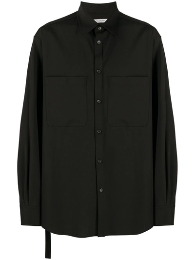 Valentino Chest Pocket Long-sleeve Shirt In Black