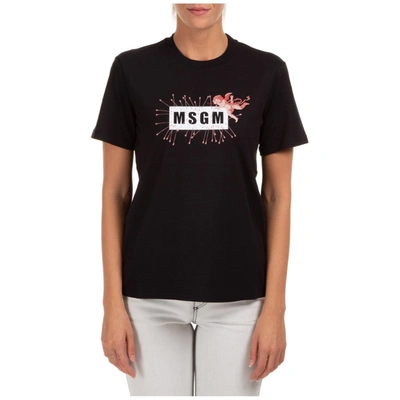 Msgm Cupid Logo-print T-shirt In Black