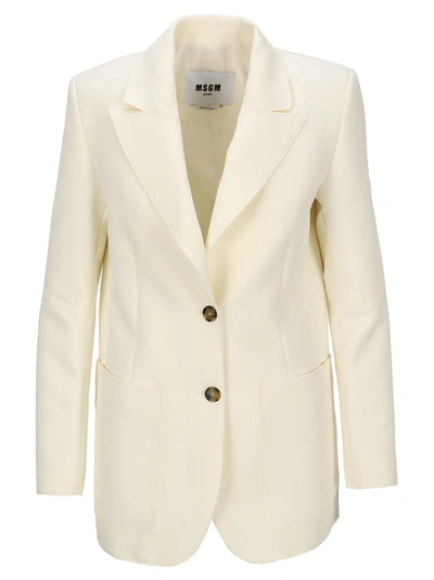 Msgm Peak-lapel Single-breasted Blazer In White