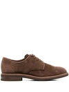 Brunello Cucinelli Toe-cap Suede Derby Shoes In Brown