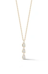 Dana Rebecca Designs Sophia Ryan Triple Diamond Drop Necklace In Yellow Gold