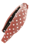 Lele Sadoughi Star-studded Velvet Knotted Headband In Mauve