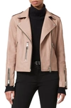 Allsaints Womens Rose Water Pin Dalby Leather Biker Jacket 6 In Cameo Pink