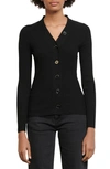 Sandro Gabrielle Ribbed Knitted Cardigan In Black