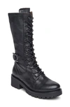 Nerogiardini Calfskin Buckle Lace-up Moto Boots In Black