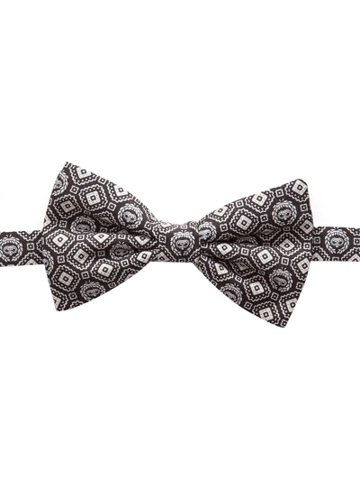 Dolce & Gabbana Geometric Print Silk Bow Tie In Brown