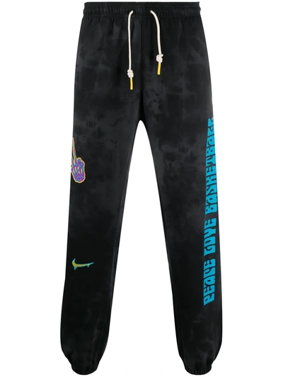 Nike Tie-dye Multi-logo Track Pants In Black