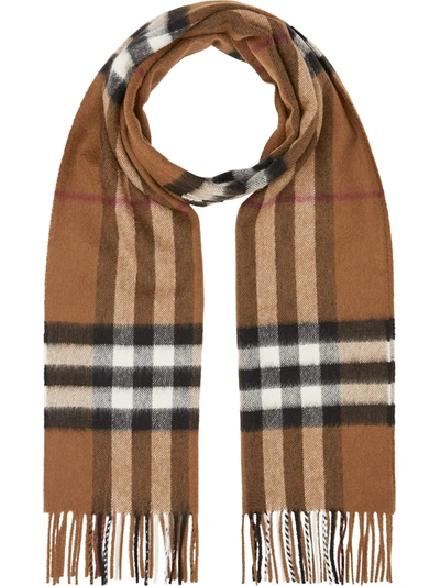 Burberry 经典格纹流苏围巾 In Birch Brown