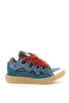 LANVIN CURB LEATHER AND MESH SNEAKERS,11642245