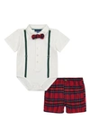 ANDY & EVAN HOLIDAY BODYSUIT, SHORTS & BOW TIE SET,F20NST23060S