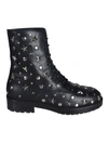 RED VALENTINO COMBAT BOOTS WITH STAR STUDS