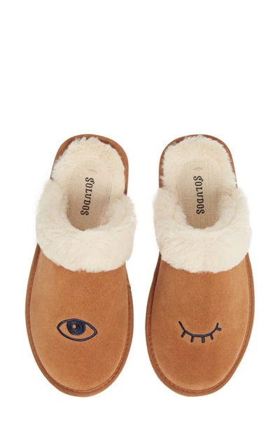 Soludos Wink Faux Fur Slipper In Yellow