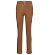 Frame Le Sylvie Coated High-rise Straight Jeans In Brown