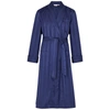 Derek Rose Lingfield Satin-striped Cotton Robe In Navy