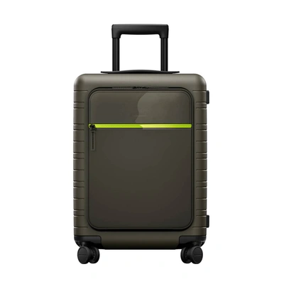 Horizn Studios M5 Neon Edition Cabin Luggage In Dark Olive,neon Green