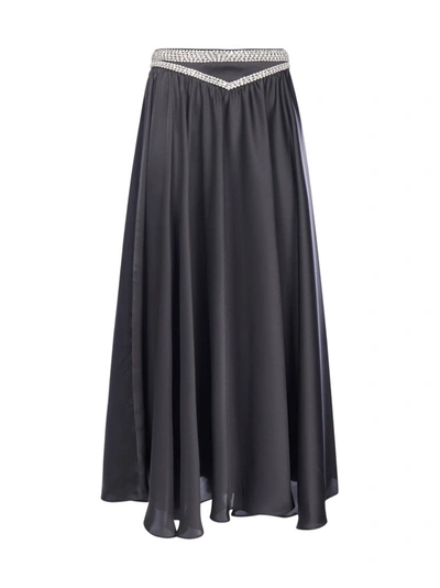 Paco Rabanne Crystal-embellished Charmeuse Skirt In Black