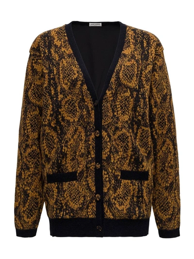 Saint Laurent Cardigan With Python Print In Animal Print