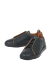 ERMENEGILDO ZEGNA ERMENEGILDO ZEGNA MEN'S BLACK LEATHER SNEAKERS,A4430XLHMTPNAV 10.5