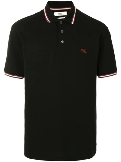 Bally Slim Fit Color Tipped Polo Shirt In Black