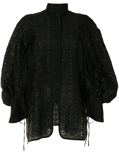 Mame Kurogouchi High-neck Balloon Sleeve Blouse In Black