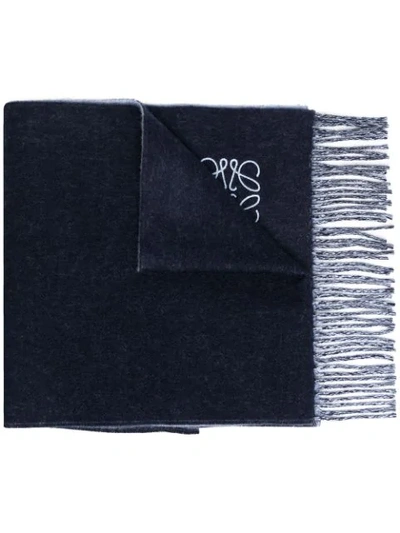 Loewe Embroidered Logo Scarf In Blue