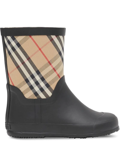 Burberry Girls Blk/other Kids Ranmoor Checked Rubber Wellington Boots 5-9 Years 11 In Beige