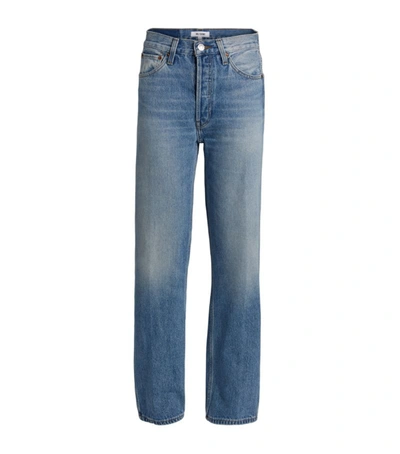 Re/done 70s High Rise Stove Pipe Straight-leg Jeans In Favorite Blue