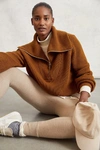 Varley Mentone Quarter-zip Knit Top In Brown