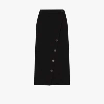 Balenciaga Buttoned Side Slit Pencil Skirt In Black