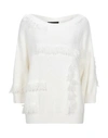 BOUTIQUE MOSCHINO BOUTIQUE MOSCHINO WOMAN SWEATER WHITE SIZE 12 COTTON, LINEN, POLYESTER,14089466WM 6