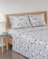 Sleep Philosophy True North Cotton Flannel 3-piece Twin Sheet Set Bedding In Grey Penguins