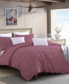 SWIFT HOME LUSH MOSELLE COTTON RUCHED WAFFLE WEAVE 3 PIECE DUVET COVER SET, FULL/QUEEN