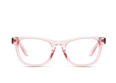 Quay Unisex Hardwire Square Screen Glasses, 55mm In Pink/clear Blue Light