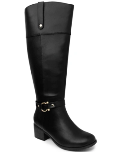Karen Scott Vickyy Extended Wide-calf Riding Boots, Created For Macy's Women's Shoes In Black