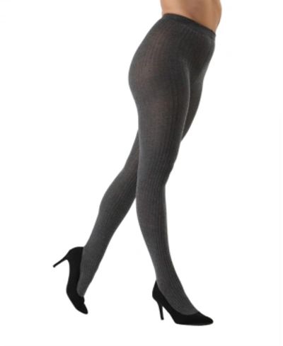Memoi Women's Boston Ribbed Sweater Tights In Dark Gray