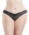 OH LA LA CHERI PLUS SIZE CROTCHLESS THONG WITH PEARLS AND VENISE DETAIL