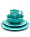 Euro Ceramica Chloe 16 Piece Turquoise Dinnerware Set In Turquoise