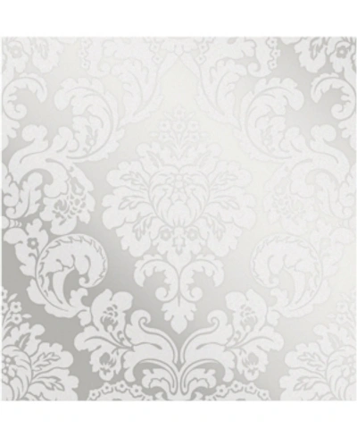 Advantage 20.5" X 369" Margot Damask Wallpaper In Silver Tone