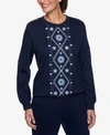 ALFRED DUNNER PETITE EMBROIDERED SWEATSHIRT