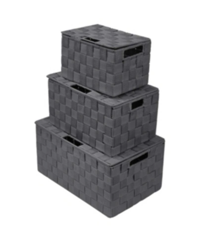 Sorbus Set Of 3 Weave Stackable Basket Set In Gray