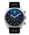 SPINNAKER MEN'S HULL CHRONO NAVY BLUE GENUINE LEATHER STRAP WATCH 42MM