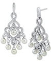 ARABELLA CULTURED FRESHWATER PEARL (4-4-1/2MM) & CUBIC ZIRCONIA CHANDELIER DROP EARRINGS IN STERLING SILVER