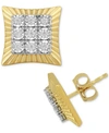 MACY'S MEN'S DIAMOND SQUARE CLUSTER STUD EARRINGS (1/4 CT. T.W.) IN 18K GOLD-PLATED STERLING SILVER