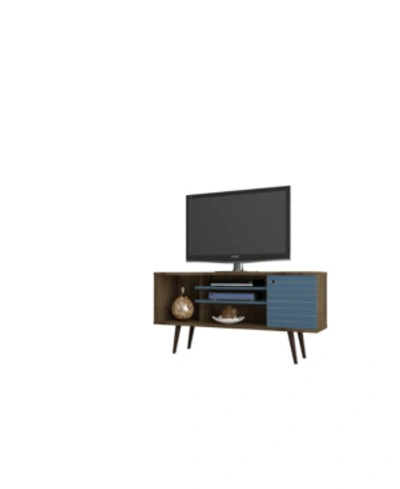 Manhattan Comfort Liberty 53.14" Mid Century - Modern Tv Stand With 5 Shelves And 1 Door In Red