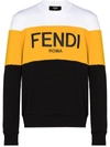 FENDI COLOUR-BLOCK LOGO PRINT SWEATSHIRT