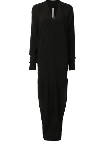 Rick Owens Black Jersey V-neck Maxi Dress In 09 Black | ModeSens